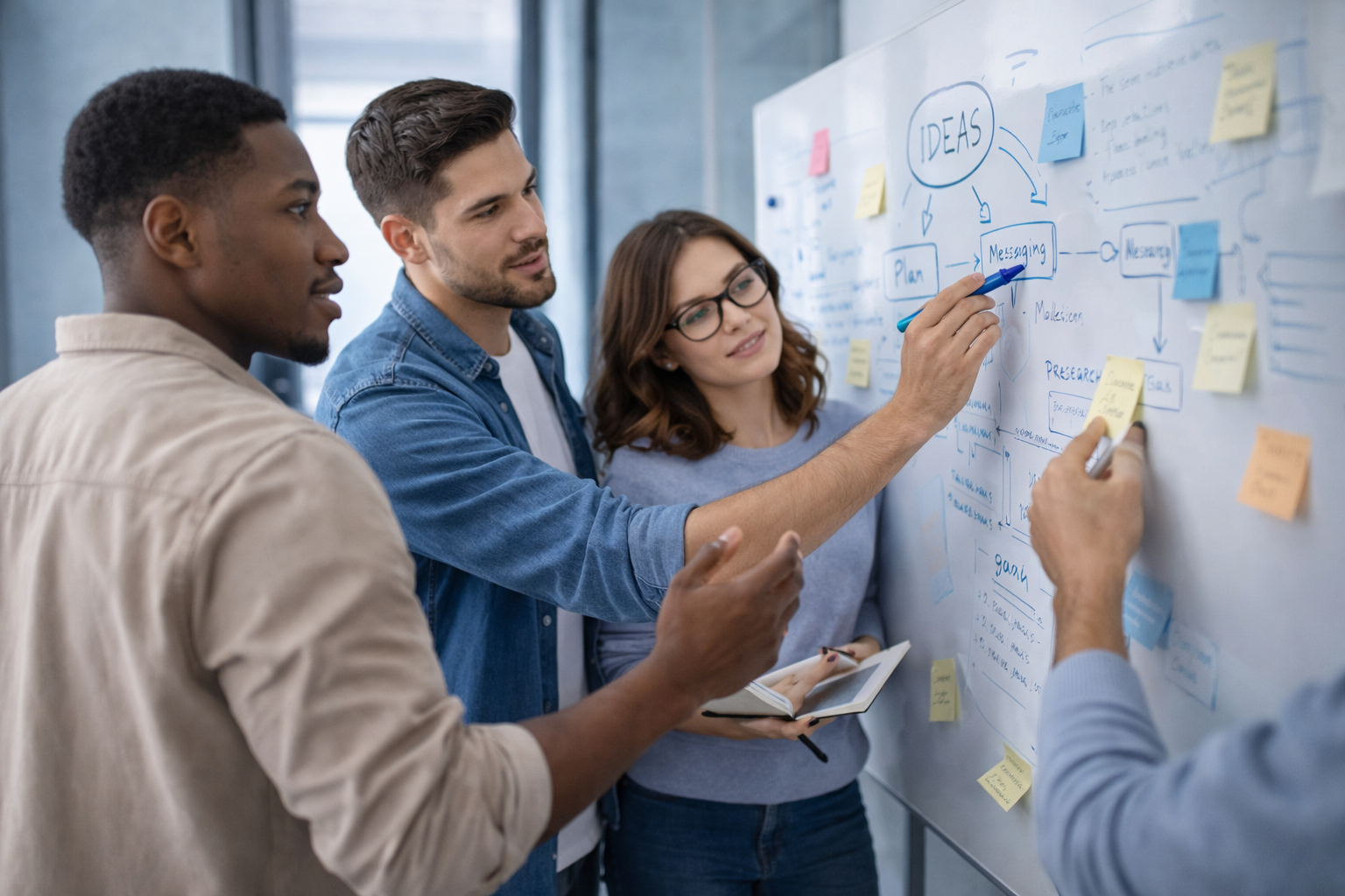 Startup team brainstorming